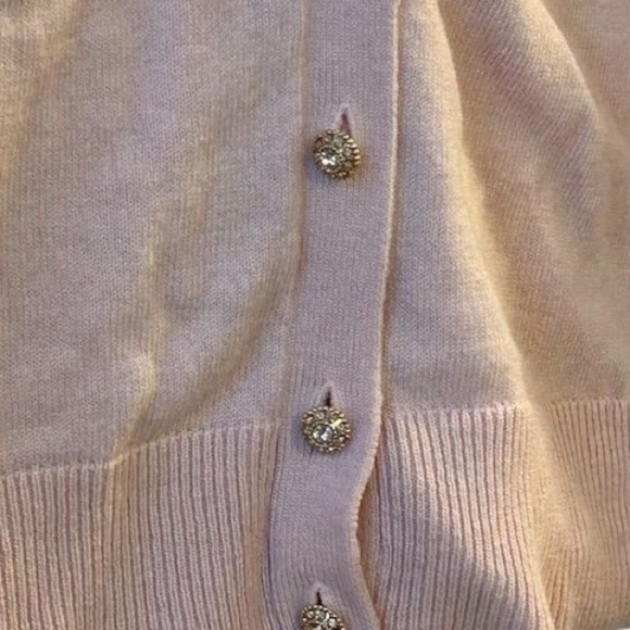 7th Avenue Women's Pink Cardigan Sweater Size L Long Sleeve V-Neck Jewel Buttons - Picture 4 of 9